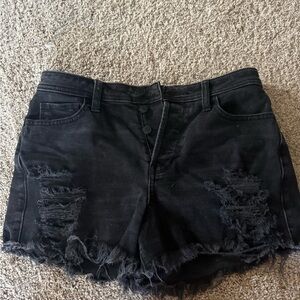 Hollister Black Distressed Frayed Hem Jean Shorts